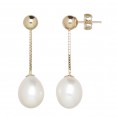 14kyg 8-9mm Oval Freshwater Cultured Pearl Dangle Earrings