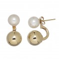 14kyg 7.5-8mm Round Freshwater Cultured Pearl Front Back Earrings