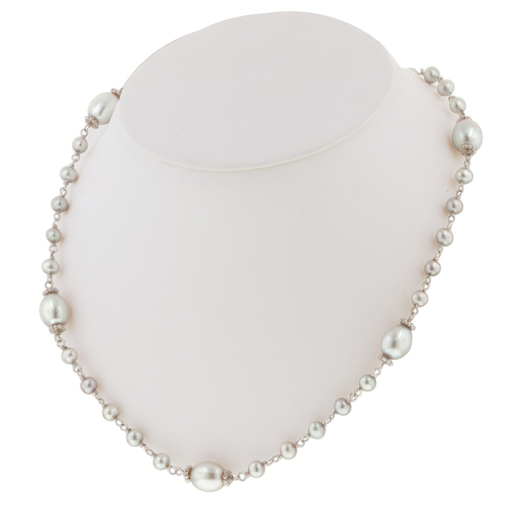 Sterling Silver 4.5-9MM White Freshwater Cultured Pearl 18