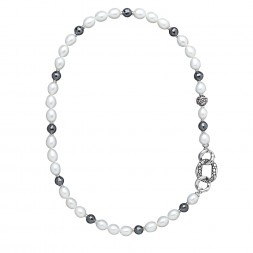 Sterling Silver 8.5-9MM Wht Oval FWCP and HEmatite
