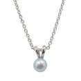 Sterling Silver 5.5+mm Light Blue Freshwater Cultured Pearl Pendant on 14