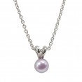 Sterling Silver 5.5+mm Light Purple Freshwater Cultured Pearl Pendant on 14