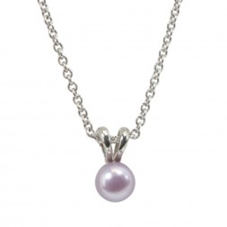 Sterling Silver 5.5+mm Light Purple Freshwater Cultured Pearl Pendant on 14