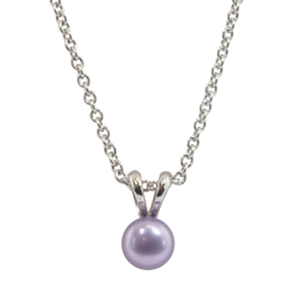 Sterling Silver 5.5+mm Violet Freshwater Cultured Pearl Pendant on 14