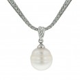 Sterling Silver 13-14 White Ringed Freshwater Cultured Pearl 18