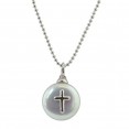 Sterling Silver 13-14MM White Coin Freshwater Pearl with Cross Pendant on 14