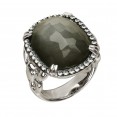 Sterling Silver Pyrite Doublet with Wht Topaz Ring SZ 7