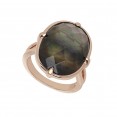 Bronze Black Mother of Pearl Doublet Ring