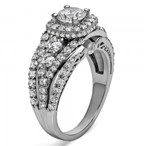 Round Diamond Infinity/Halo Semi Mount Engagement Ring