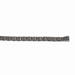 Silver Ruthenium-Plated Square Rail Road Link Bracelet