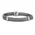 Silver  9Mm  Woven Bracelet With Bar Station Element
