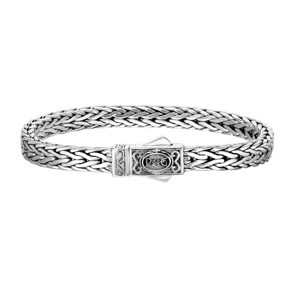 Silver 7Mm Square Woven Bracelet