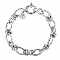 Silver Medium Combined Oval Links Italian Cable Bracelet With Spring Ring Clasp