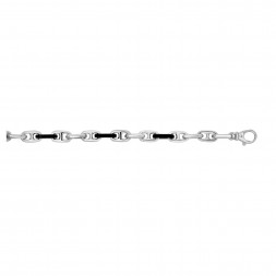Silver Link Mariner Bracelet With Black Onyx