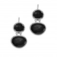 Silver Double Drop Leverback Earrings With Black Onyx And Diamonds