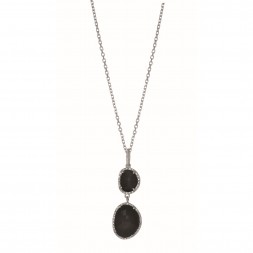 Silver Gem Candy L Inked Necklace With Black Onyx And  Diamonds