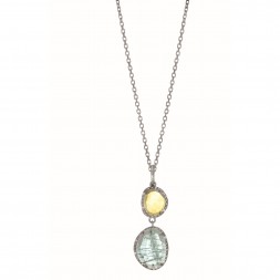 Silver Gem Candy L Inked Pendant With Blue Topaz, Citr Ine And Diamonds