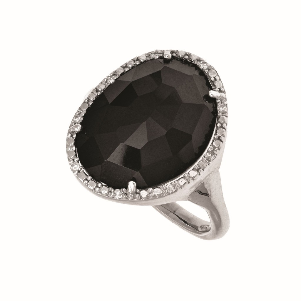 Silver Gem Candy  Black Onyx Ring With Diamond
