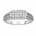 Silver Graduated Graduated Woven Ring With White Sapphire