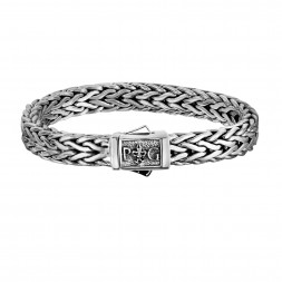 Silver Woven With Rhodium Finish Bracelet With Box Clasp