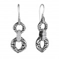 Silver Byzantine Link Earrings With White Sapphires