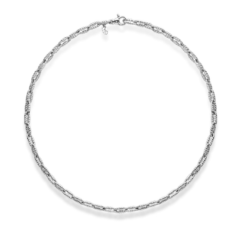 Sterling Silver Italian Cable Men'S Vintage Razior Link Necklace