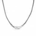 Woven Silver Large Interlocking Link Necklace With White Sapphires