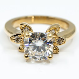 Floral Design Cushion Cut Diamond Ring