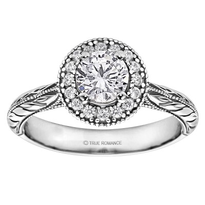 Round Cut Halo Diamond Vintage Engagement Ring