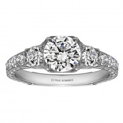 Round Cut Diamond Vintage Semi Mount Engagement Ring
