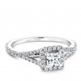 A Carver Studio white gold engagement ring with a square halo and 55 diamonds.