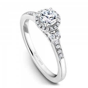 A Carver Studio white gold engagement ring with 34 diamonds.