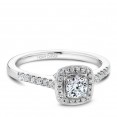A Carver Studio white gold engagement ring with a cushion halo and 33 diamonds.