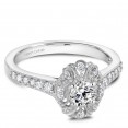 A modern Carver Studio white gold engagement ring with 29 diamonds.