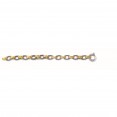 Silver And 18Kt Gold Combined Oval Links Italian Cable Bracelet With Large Spring Ring Clasp