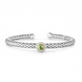 Sterling Silver And 18K Gold Popcorn Cuff Bangle With Round Peridot