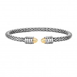 Silver And 18Kt Gold Popcorn Bangle