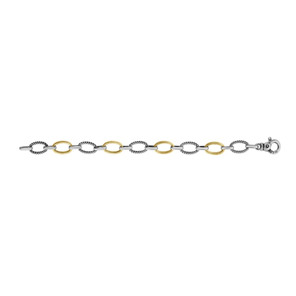Silver And 18Kt Gold Italian Cable Small Link Bracelet