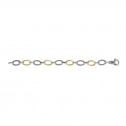 Silver And 18Kt Gold Italian Cable Small Link Bracelet