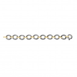 Silver And 18Kt Gold Italian Cable Large Link Bracelet