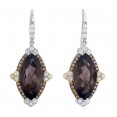 Silver And 18Kt Gold Gem Candy Marquise Drop Earrings With Smokey Quartz, Citr Ine And White Sapphire