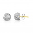 Sterling Silver Popcorn Love Knot Earrings With .18Ct Diamonds And 18K Gold Post