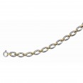 Silver And 18Kt Gold Rhodium Finish Textured Italian Cable Link  Necklace With Spring Ring Clasp