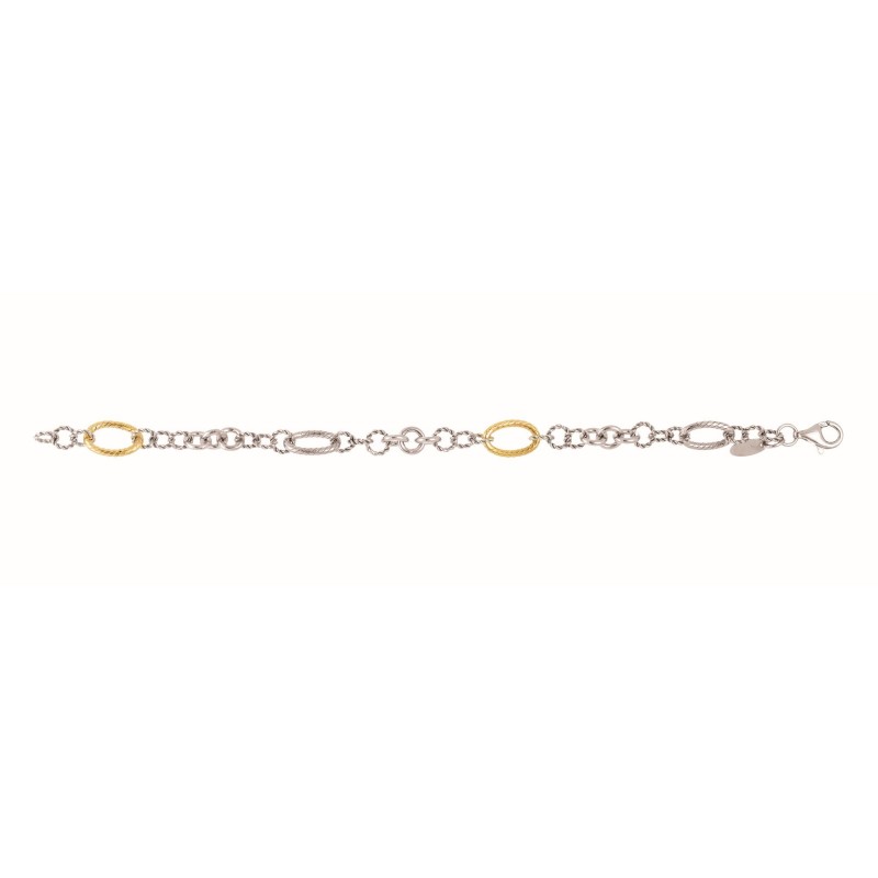 Silver And 18Kt Gold Italian Cable 38In Link Necklace