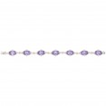 Silver And 18Kt Gold Gem Candy Marquis Bracelet  With P Ink  Amethyst, Rhodalite And White Sapphire