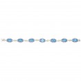 Silver And 18Kt Gold Gem Candy Marquis Bracelet  With Blue Topaz, Iolite  And White Sapphire
