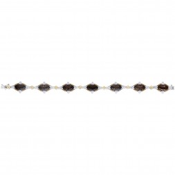 Silver And 18Kt Gold Gem Candy Marquis Bracelet   With Smokey Quartz, Citr Ine And White Sapphire
