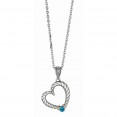 Silver And 18Kt Gold Italian Cable Heart Shaped Necklace With Blue Topaz On 18In Chain
