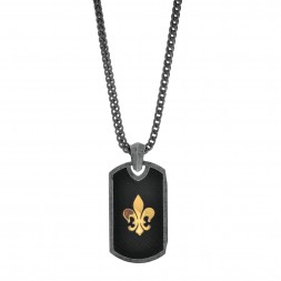 Silver And 18Kt Gold  21X41Mm Pendant  With Fleur De Lis On 22In Chain