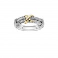 Sterling Silver And 18K Gold Italian Cable Double Row Ring With X